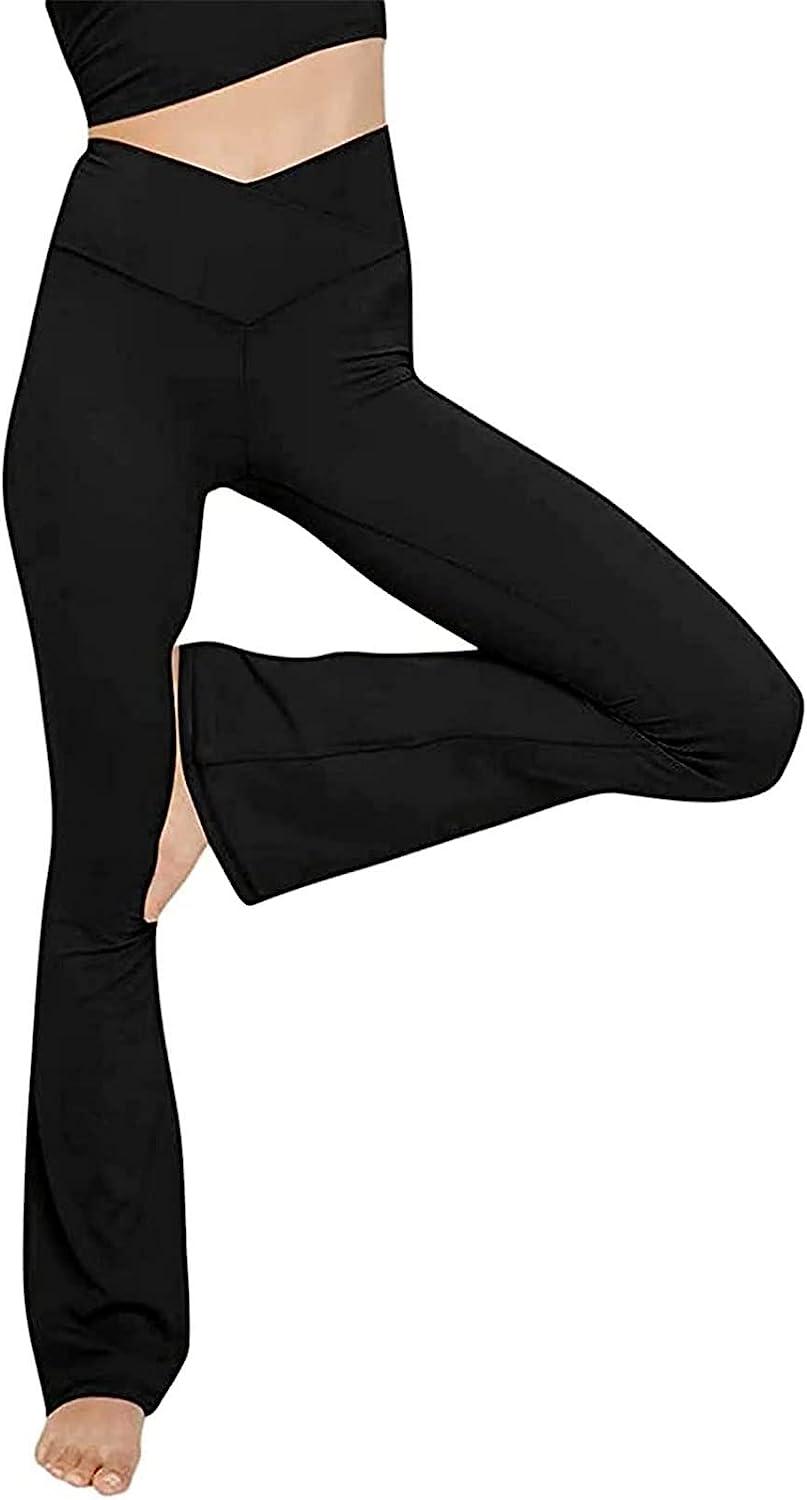 JEGULV Flare Yoga Pants for Women High Waisted V Crossover Bootcut Pants  Stretch Tummy Control Workout Leggings with Pockets 01 - Yoga Pants for  Women - Black Small