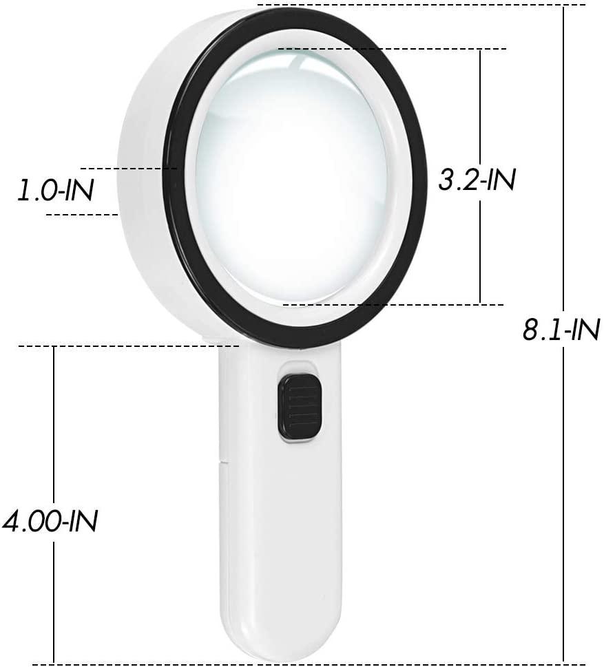 Pocket Magnifying Glass Handheld with Light, Mini Illuminated Folding Magnifier Lighted Magnifier for Reading, Inspection, Low Vision, Size: Large