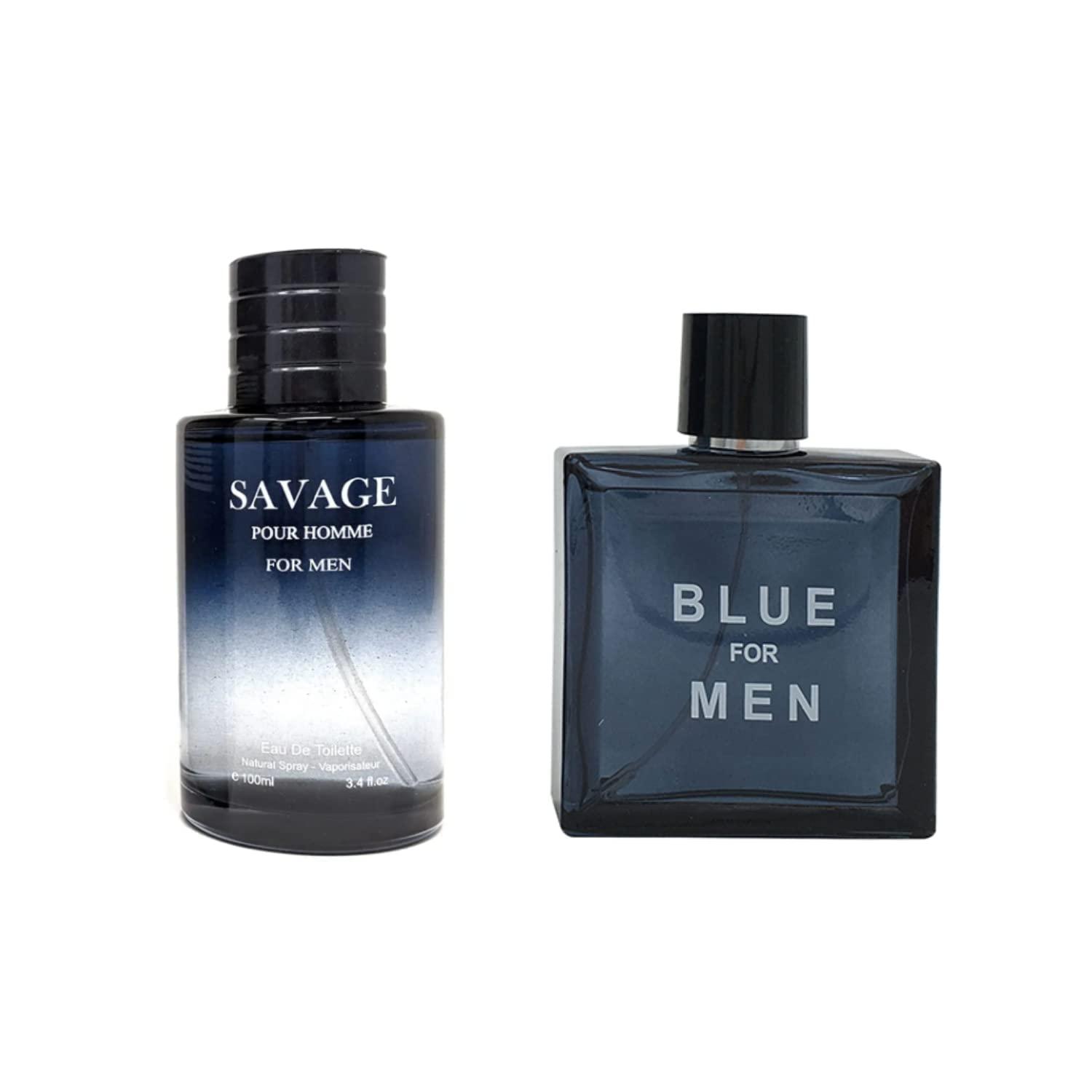 INSPIRE SCENTS Savage Pour Homme & Blue for Men Cologne Combo Set, Eau De  Toilette Natural Spray Fragrance for Men, Wonderful Gift, Masculine Scent  for All Skin Types, 3.4 Fl Oz Each (
