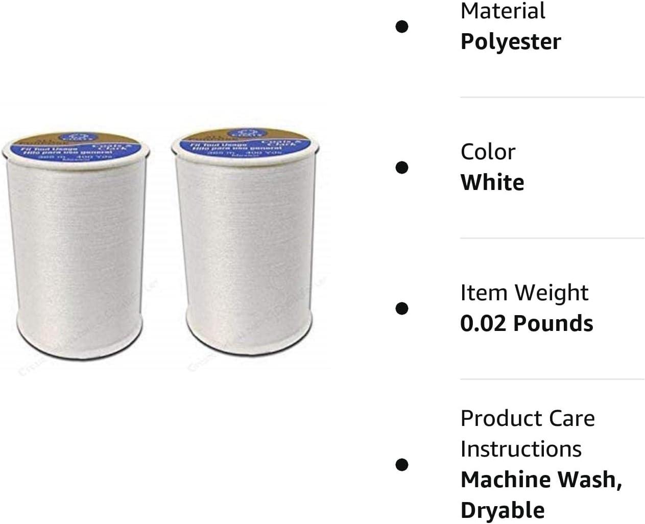 Coats & Clark All Purpose Thread 400 Yards White - 2 Pack | Durable ...