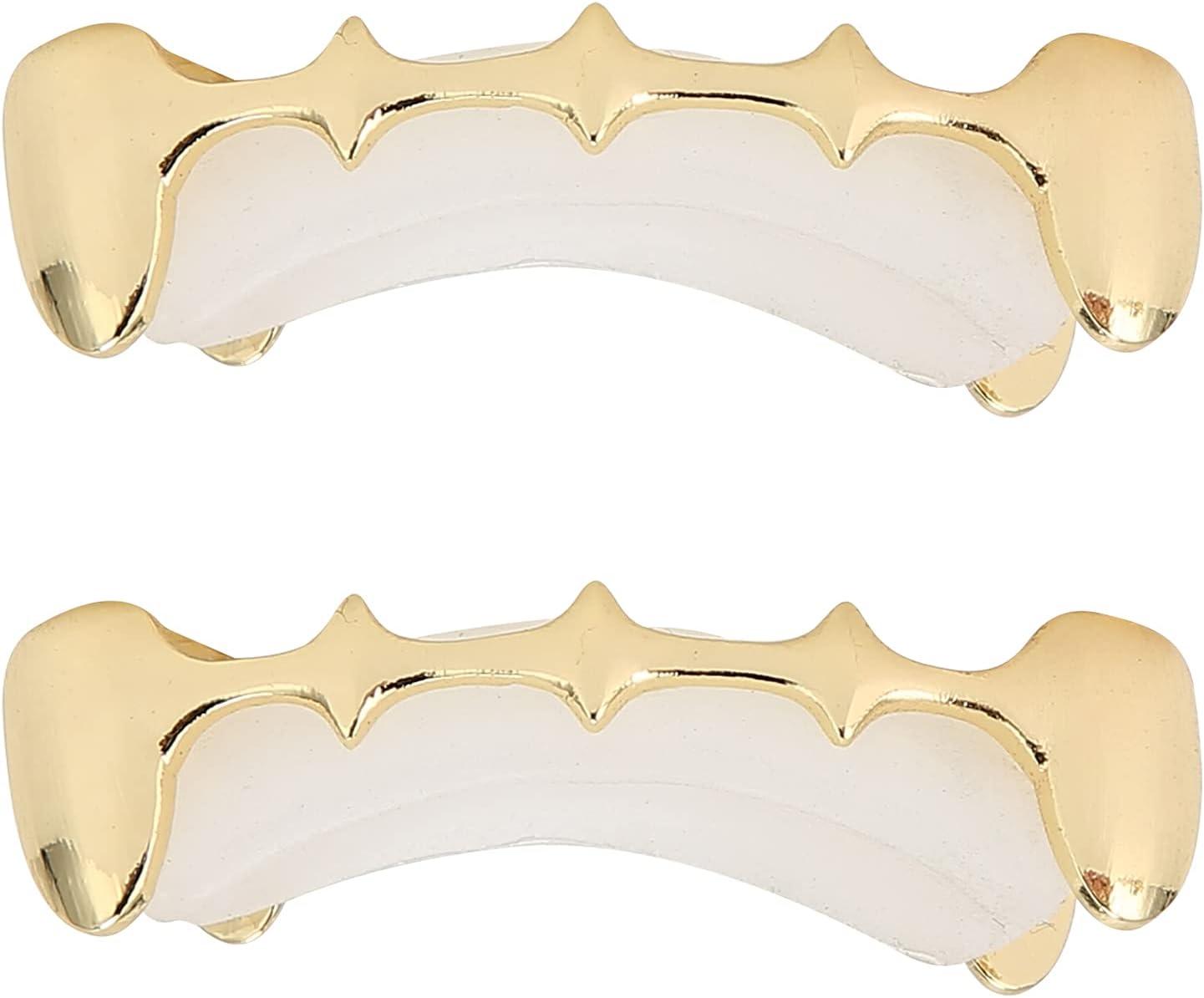 Custom Fit Vampire Hip Hop Teeth Grillz Set - Gold Dracula Teeth for ...