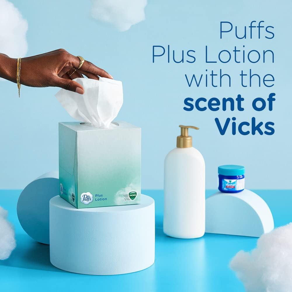 Puffs Plus Lotion with Vicks Facial Tissues 24 Cubes (48 Tissues per Box)
