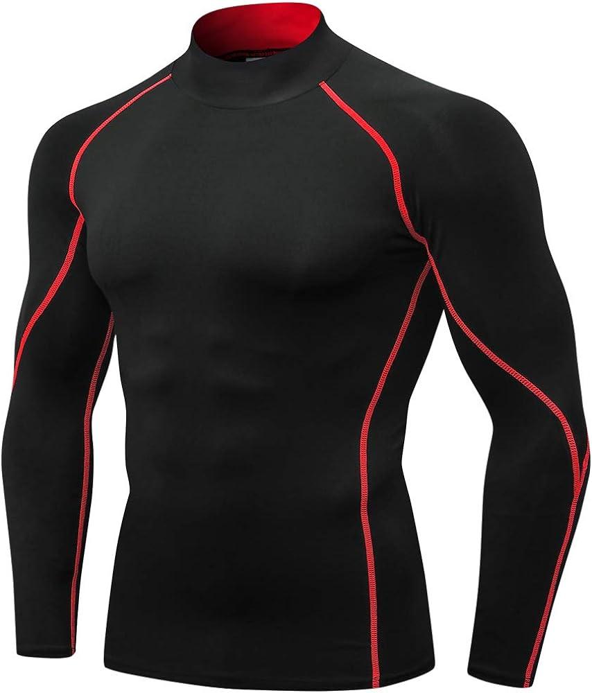 3 Pack Men's Athletic Long Sleeve Compression Shirts Dry Fit