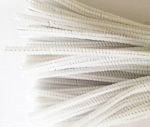 Carykon Super Fuzzy Chenille Stems Pipe Cleaners Pack of 100 (White)
