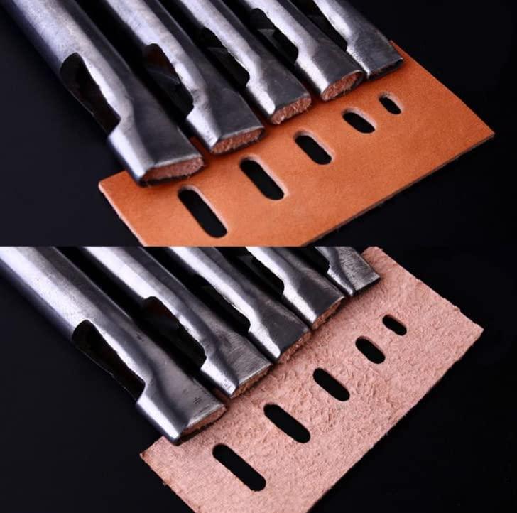 IRISFLY 8 Pcs Leather Oval Hole Punch Set Belt Hollow Punching Leather  Craft Oblong Punch for Belt Watch Band DIY Leather Working