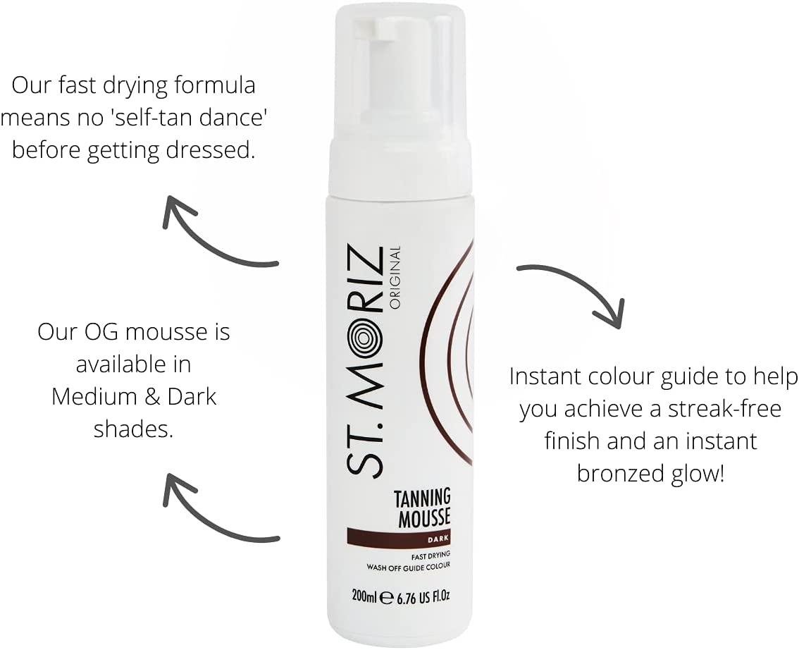 St Moriz Instant Self Tanning Mousse Dark 6.76oz (200ml) Get a Flawless Tan with St Moriz Self