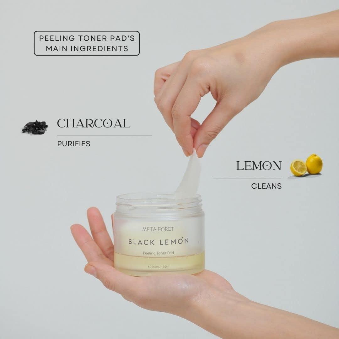 METAFORET Black Lemon Peeling Toner Pad 60 Sheets/Facial exfoliating Pads  Perfect Solution for Dead Skin Cells Non-irritating Moisture Boost Toner