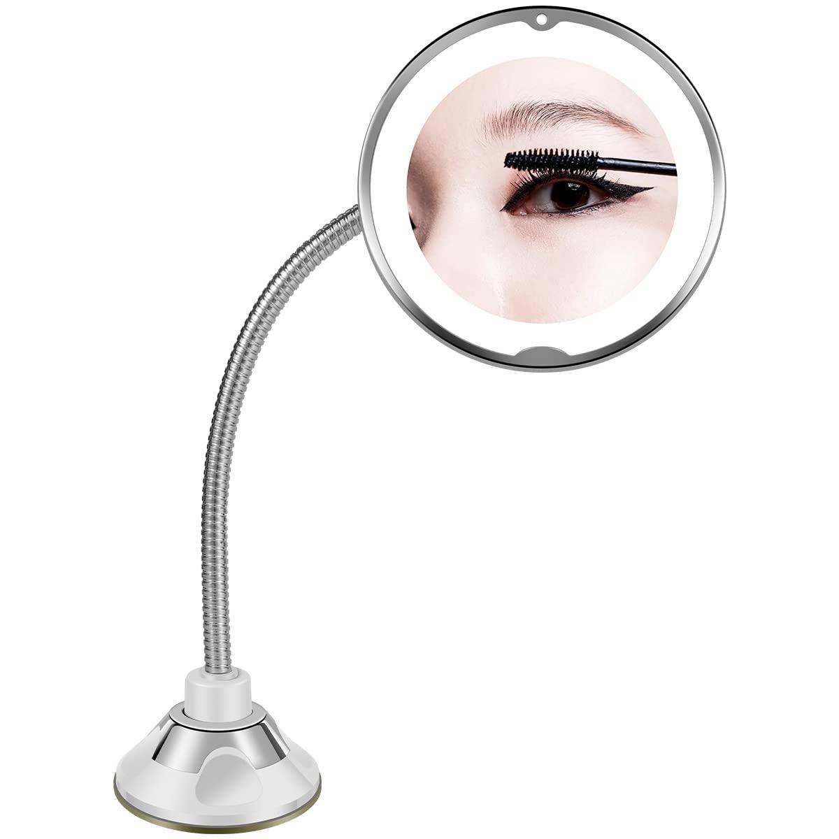 AEVXKHI Flexible Gooseneck Makeup Mirror with LED Light 360 Rotation
