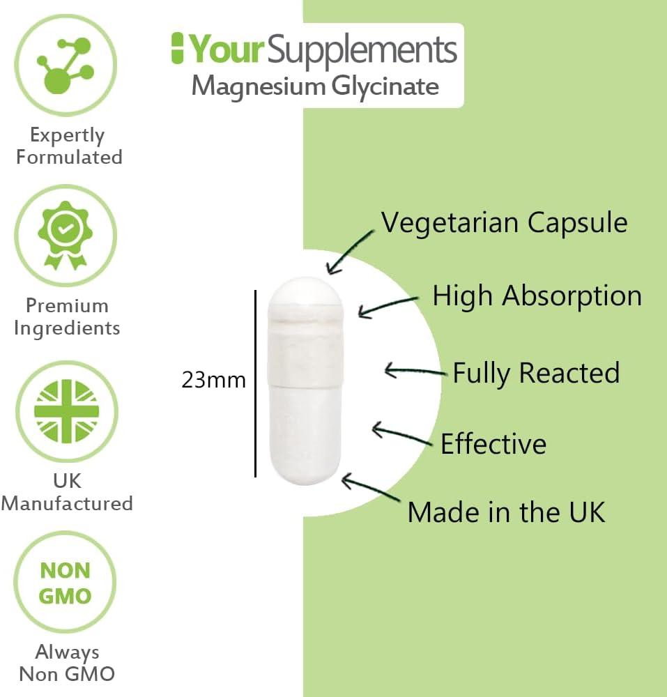 Magnesium Glycinate 480 Capsules True Fully Chelated Magnesium No