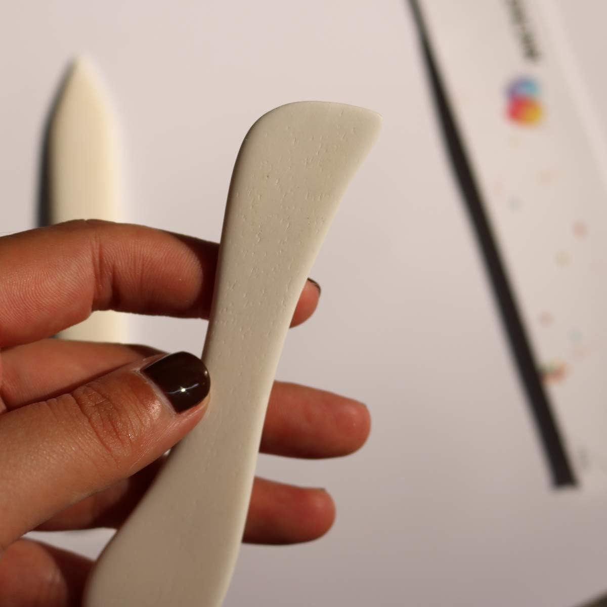 8 inch Real Bone Folder and Curved Genuine Bone Folder Paper Creaser Set, VENCINK Large Origami