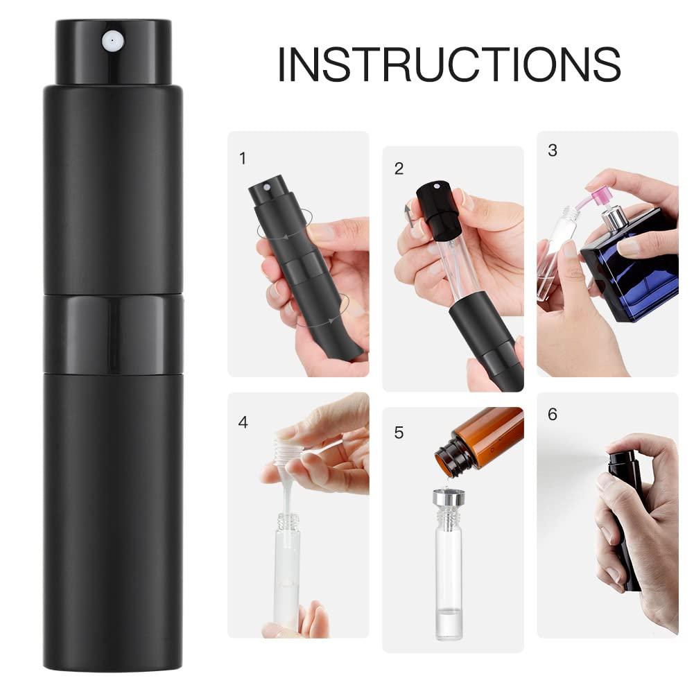 Yeejok Refillable Perfume Atomizer Spray Bottle for Travel, 5ml  TSA-Approved Portable Empty Fine Mist Cologne Bottle for Men and Women,  Black