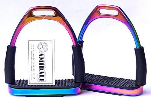 Amidale Flexi Safety Stirrups Horse Riding Bendy Irons Stainless Steel Black Treads 4 5 Inches