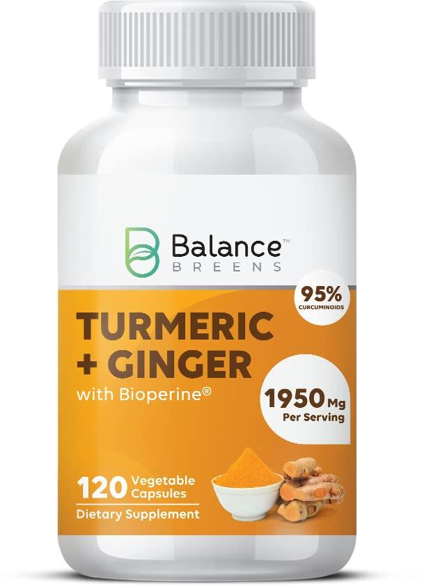 Turmeric Curcumin Ginger 95 Curcuminoids 1950mg with Black Pepper 120