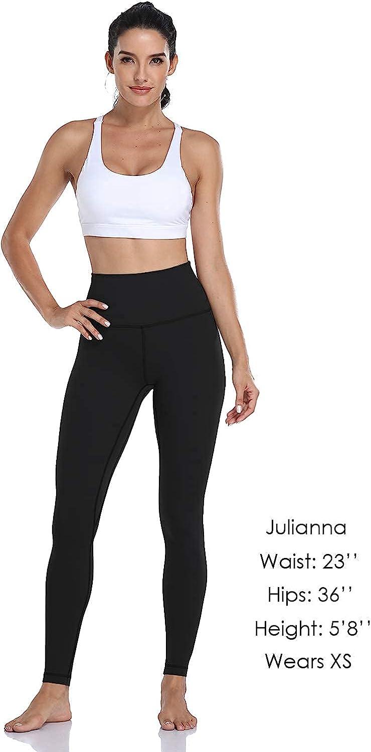 HeyNuts Essential Full Length Yoga Leggings, Women's High Waisted Workout  Compression Pants 28'' Medium Black