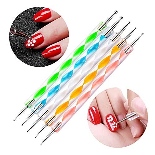 Nail Art Design Tools, 5pcs Nail Dotting Pen Tool Nail Art Tip Dot Paint  Manicure kit