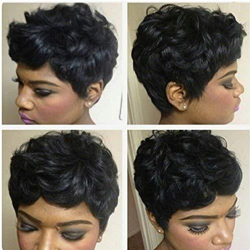 1B Human Hair Short Weave Brazilian Virgin Hair Extensions Pixie Cut Wig 27 Pieces  Short Hair