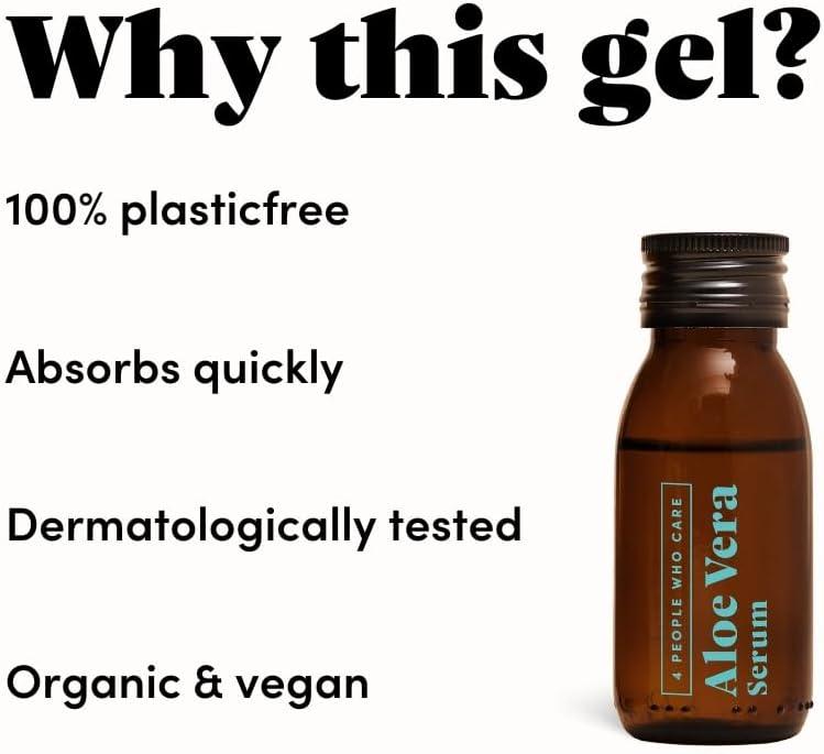4peoplewhocare Organic Aloe Vera Gel 50 ml - 99.6% Aloe Vera Content - Pure  High Dosage Vegan - No