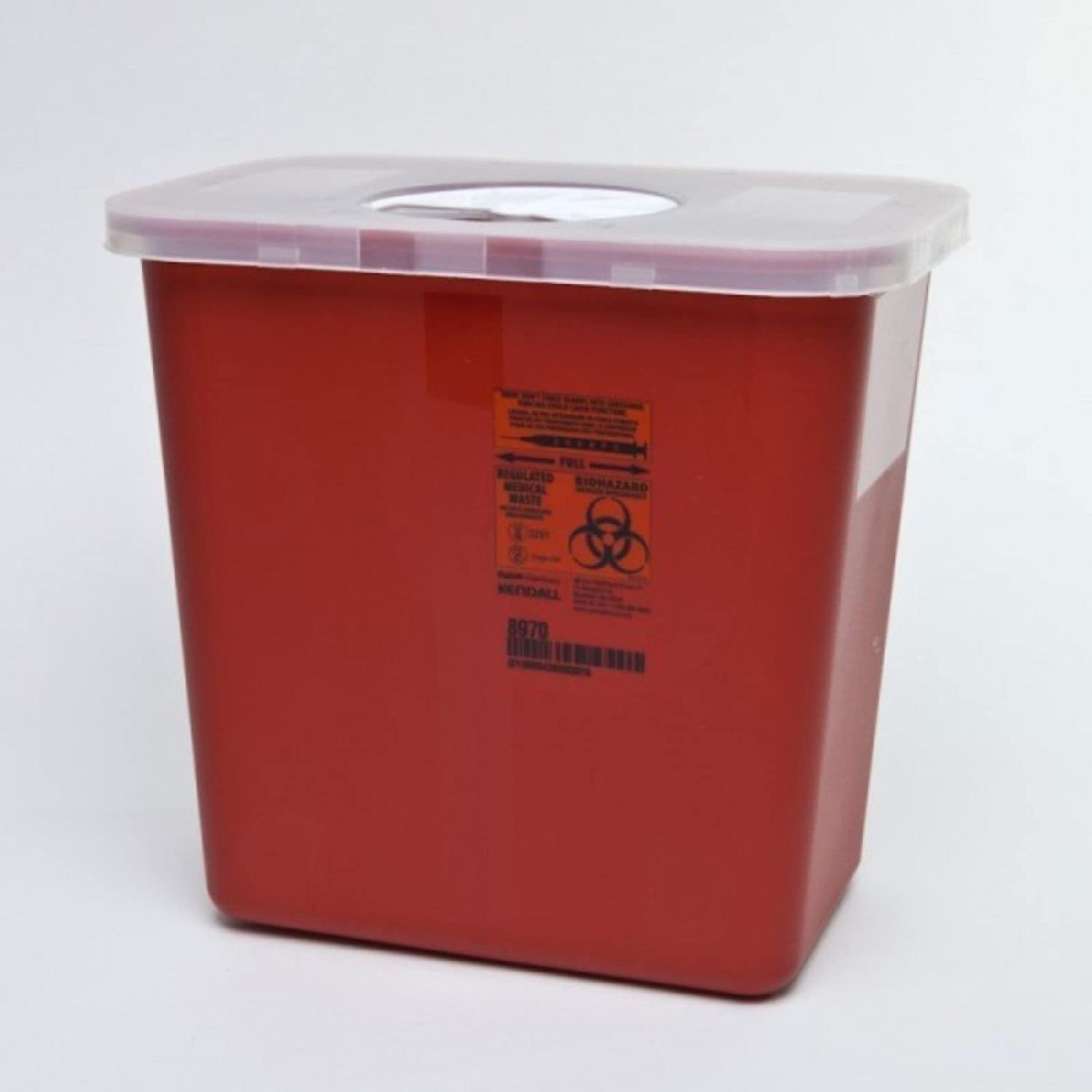 Kendall Sharps Container with Rotor Lid 2 Gallon Kendall Healthcare