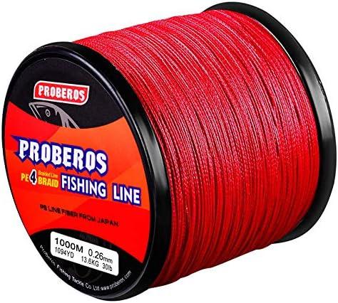 BAIKALBASS Braided Fishing Line 4 Strands Stronger Multifilament PE Braid  Wire for Saltwater 6LB-100LB 110yards 328yards 547yards Super Strong  Superline Red 328Yds/30LB