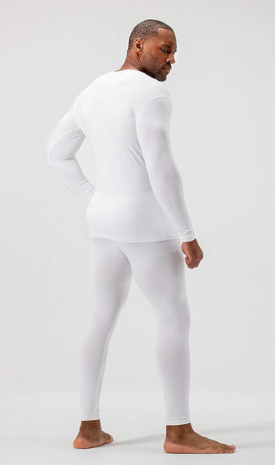 DEVOPS Men's Thermal Underwear Long Johns Set with Fleece Lined Large White