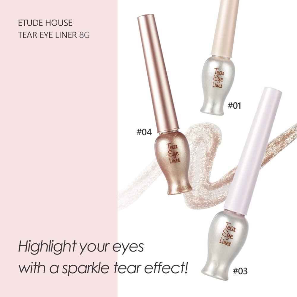 ETUDE Tear Eye Drop Liner 8g 3 Pure Sparkling Pearl LongLasting Liquid Glitter Eye Makeup