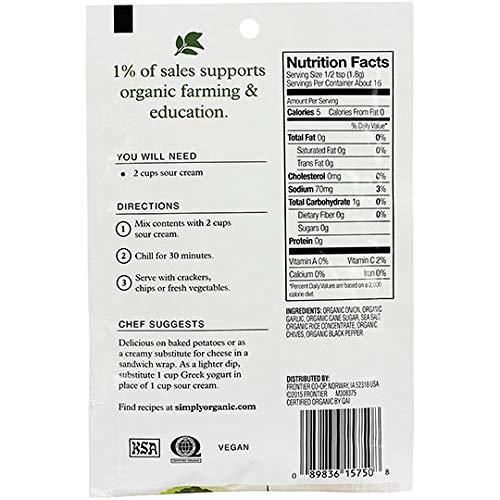 Simply Organic Onion & Chive Dip Mix, Certified Organic 1 oz Pack of 3