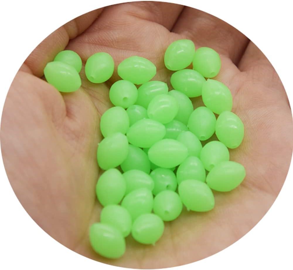 NA 1000pcs/lot Green Glow Fishing Beads Eggs Plastic Luminous Oval