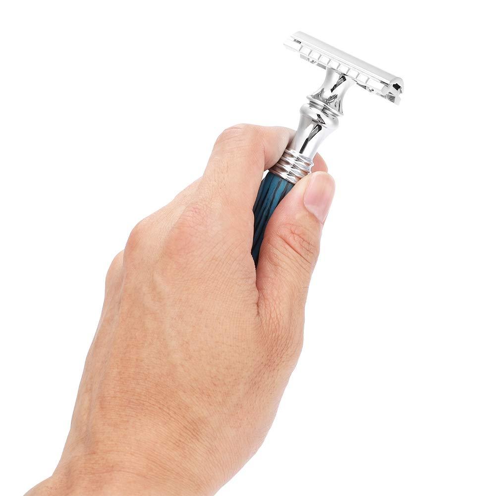 EVTSCAN Men's Double Edge Safety Razor Set with Brush & Stand - 6 ...