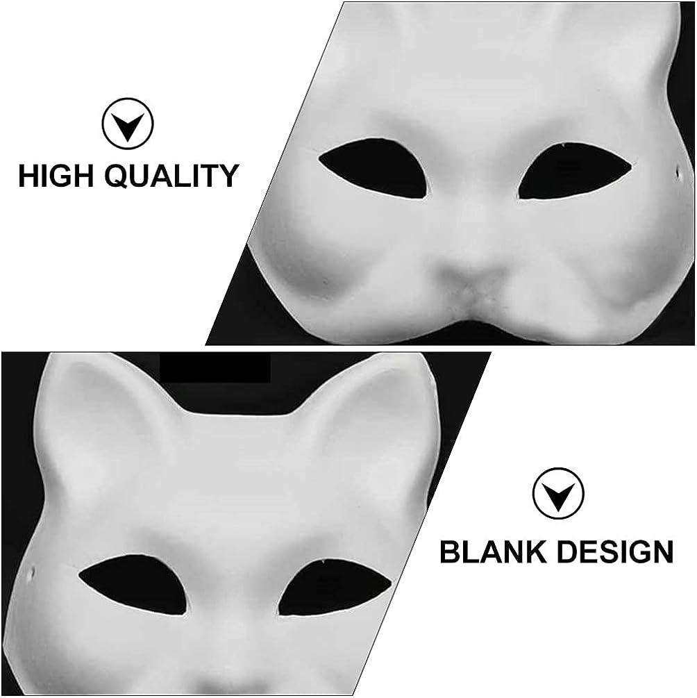 ULTNICE 15pcs White Paper Blank Hand Painted Masks Paper Mache