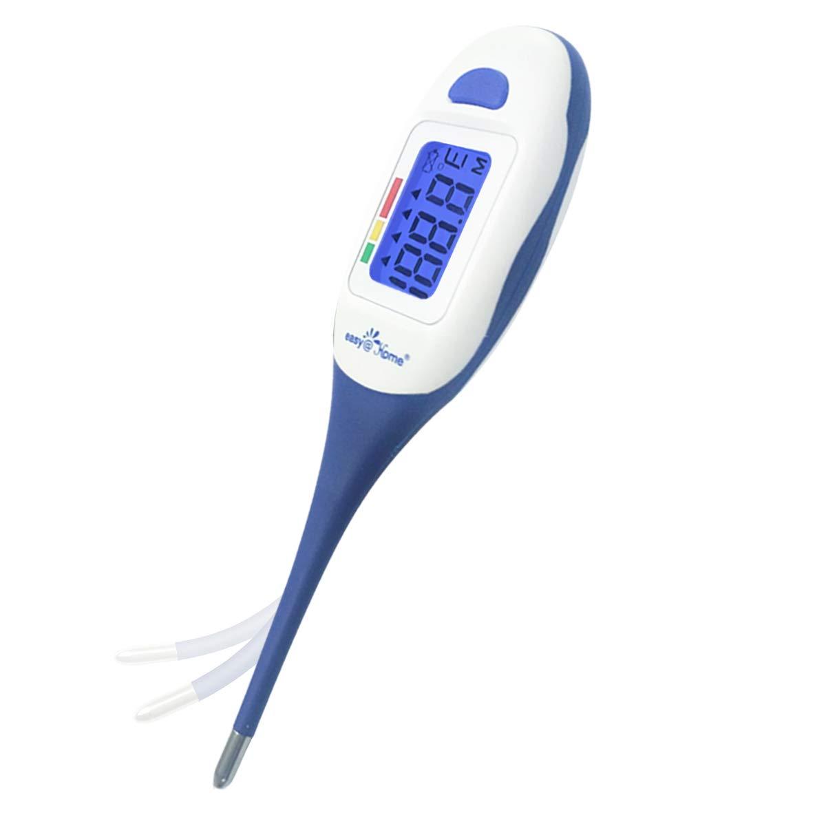 Digital Medical Baby Fever Oral Thermometer, Rectal or Axillary Underarm Body Temperature Measurement with Backlit LCD Display, Waterproof Flexible