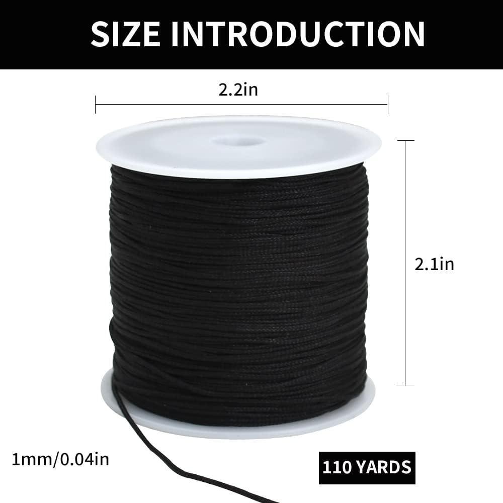  TONIFUL 2mm x 110 Yards Black Nylon Cord Satin String for  Bracelet Jewelry Making Rattail Macrame Waxed Trim Cord Necklace Bulk  Beading Thread Kumihimo Chinese Knot Craft : Tools & Home