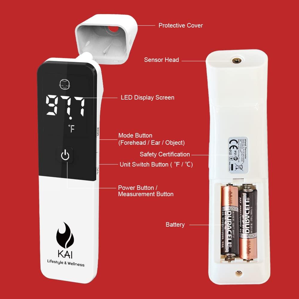 Kai LED Forehead and Ear Thermometer for Adults, Kids and Babies