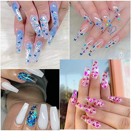 Butterfly Nail Glitter for Nail Art 24 Colors Splarkly Nail Decals Nail  Sequins Flake Acrylic Manicure Paillettes Ultrathin Face Body Glitters for