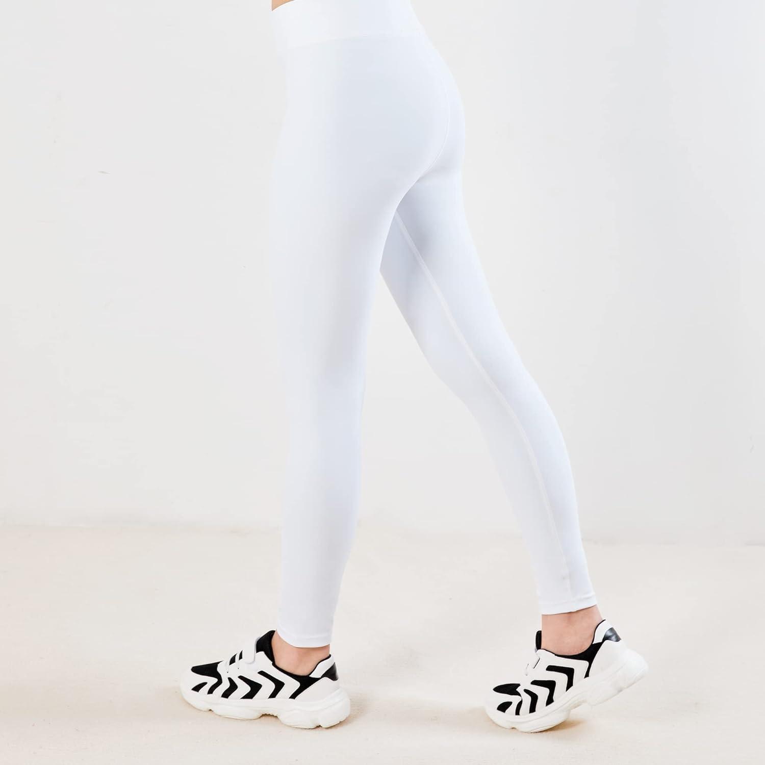 Kiderence Youth Girls Athletic Leggings Dance Running Workout Yoga Capri  Short Pants White - 1 Pack 11-13 Years