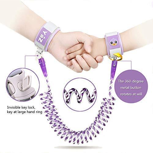 Safety Wrist Link for Toddlers,2 Pack 2.5M / 8.2 ft 360Rotate Night Vision Anti Lost Wrist Link
