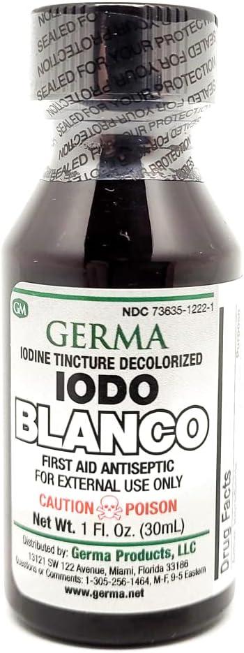 Germa White Iodine Tincture 1 oz (Pack of 3) First Aid Antiseptic for