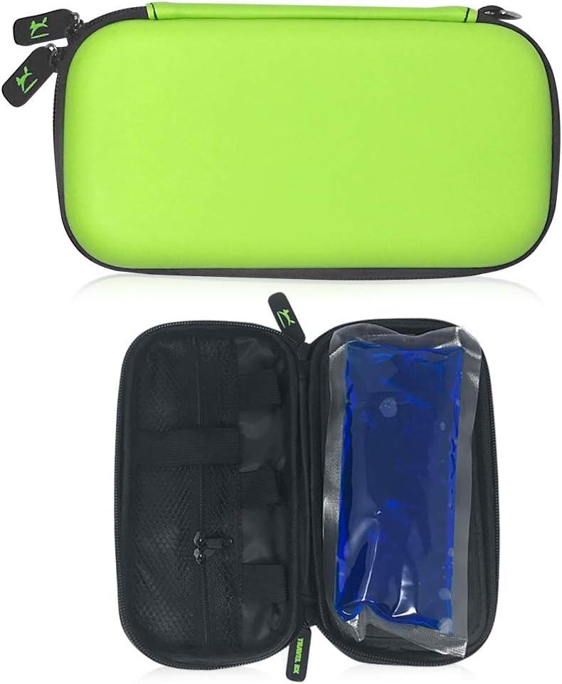 Travel RX Insulated Insulin Travel Case, Portable Diabetic Supply Organizer  w/Gel Pack, Shock-Proof Soft Leather Exterior