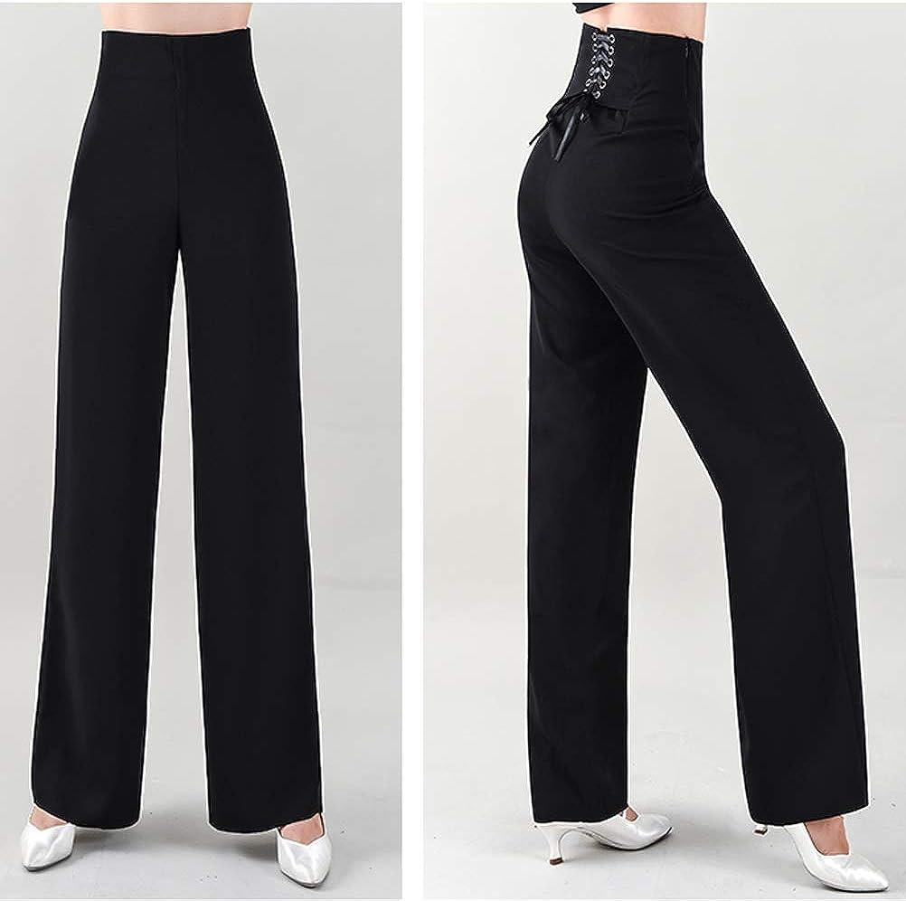 YILINFEIER Women's High Waisted Wide Leg Dance Pants Black Size 27