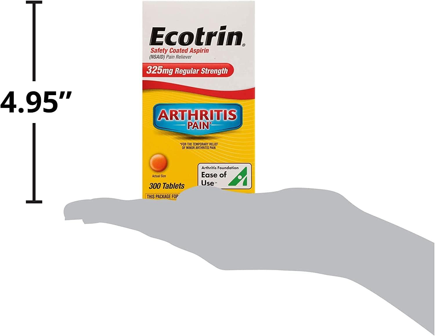 Ecotrin Regular Strength Safety Coated Aspirin Arthritis Pain 300