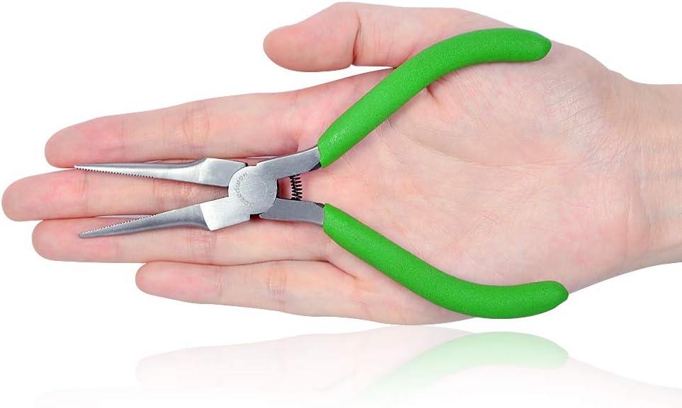 SPEEDWOX Mini Needle Nose Chain Nose Pliers Flat Smooth Jaw Pliers 5-1/2  Inches Miniature Pliers Micro Small Jewelry Making Bending Wire Open and