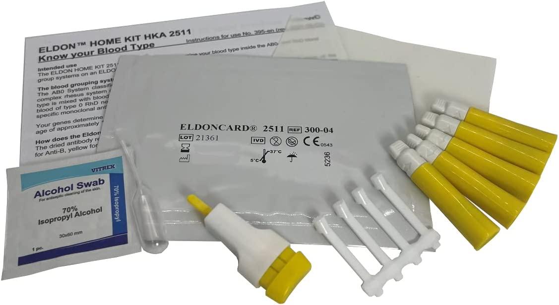 5 x Blood Type Test Kit - Group Tests - Eldoncard Testing - A,b,o,ab