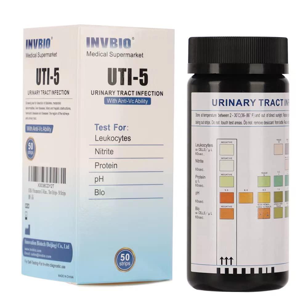 INVBIO URS 5in1 Urine Test Strips 50 Count Pack Protein
