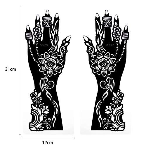 Xmasir 12 Large Sheets Henna Tattoo Stencil Kit for Hand Forearm Body Paint, Indian Arabian Temporary Tattoo Templates for Women Girls (S9)