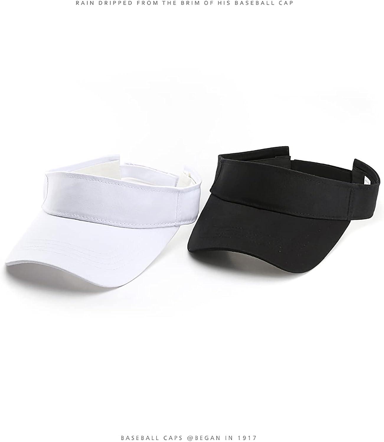 Sport Sun Visor Hats for Women Men - Adjustable Empty Top Baseball Sun Cap  Running Tennis Hats Black+white One Size