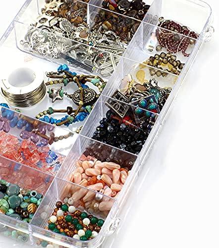 18 Grids Plastic Organizer Box with Dividers, Exptolii Clear Compartment  Container Storage for Beads Crafts Jewelry Fishing Tackles, Size 7.9 x 6.2  x 1.2 in 1x 18 Grids