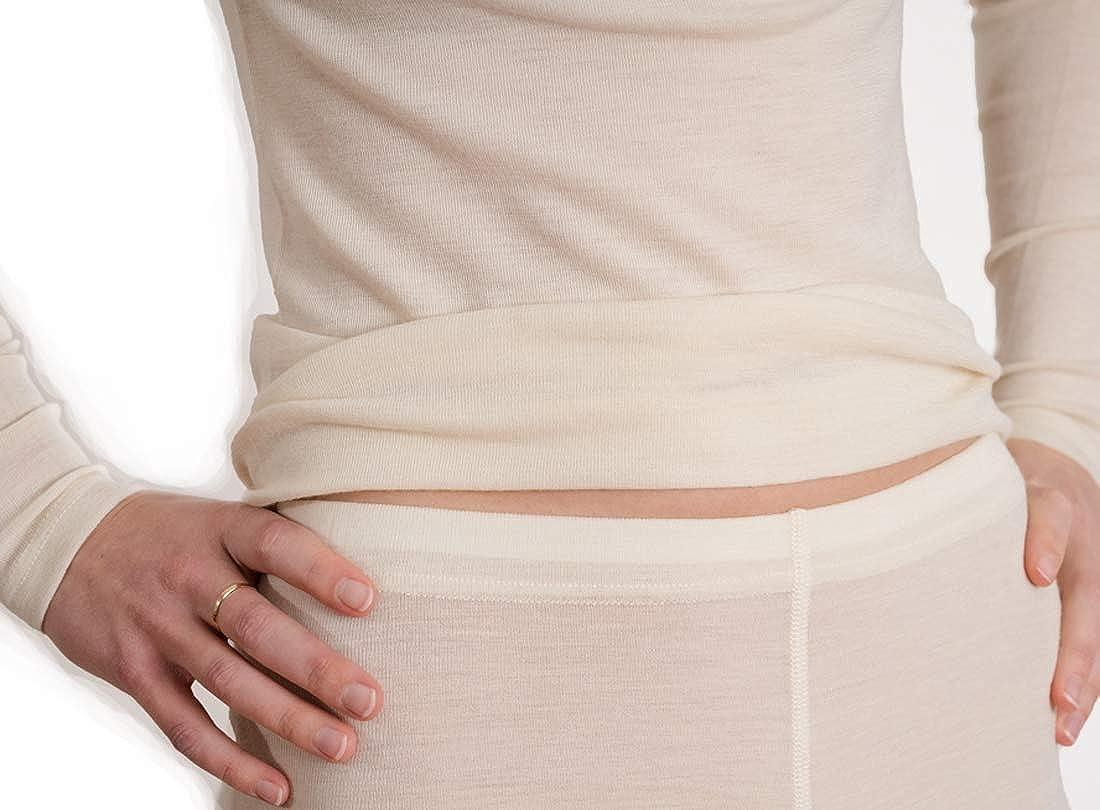 Hocosa Womens Long-Underwear Pants in 70-30 Organic Merino Wool-Silk Blend  6 Natural White