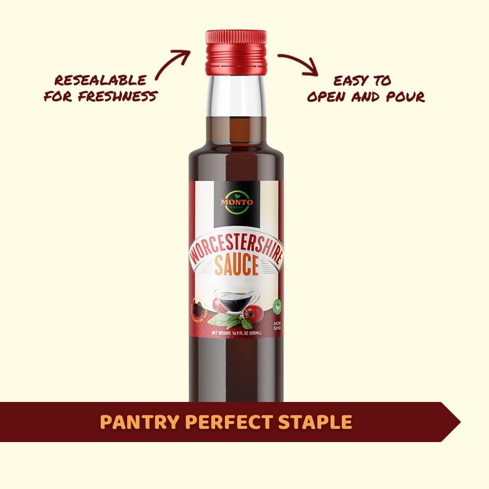 MontoFresh Worcestershire Sauce UmamiRich Flavor Marinade, Glaze, Dressing & Dipping Sauce
