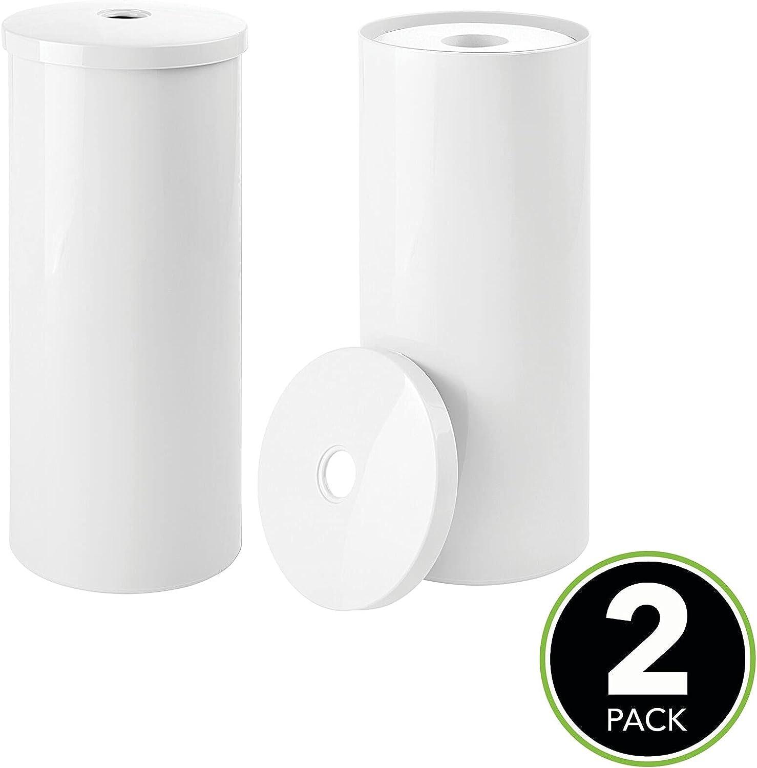 mDesign Plastic Floor Stand Toilet Paper Organizer with Cover, 3-Roll  Space-Saving Tissue Storage for Bathroom - Fits Under Sink, Vanity, Shelf,  In Cabinet, Corner - Aura Collection - 2 Pack - White