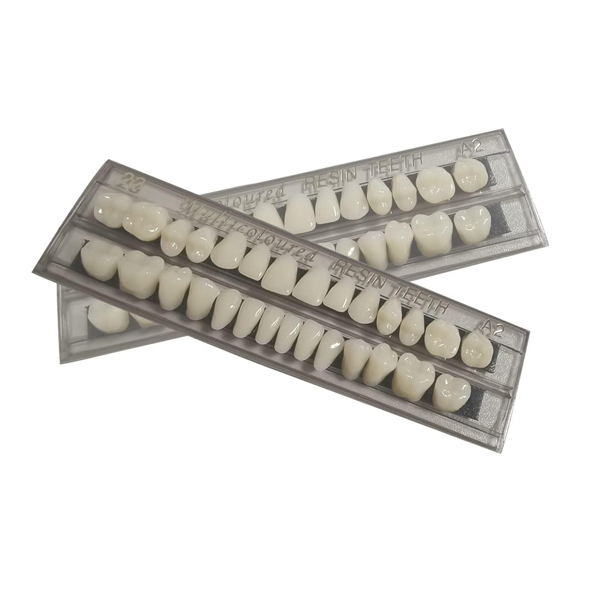 56 Pcs False Teeth Dental Complete Acrylic Resin Denture Teeth, 2 Set