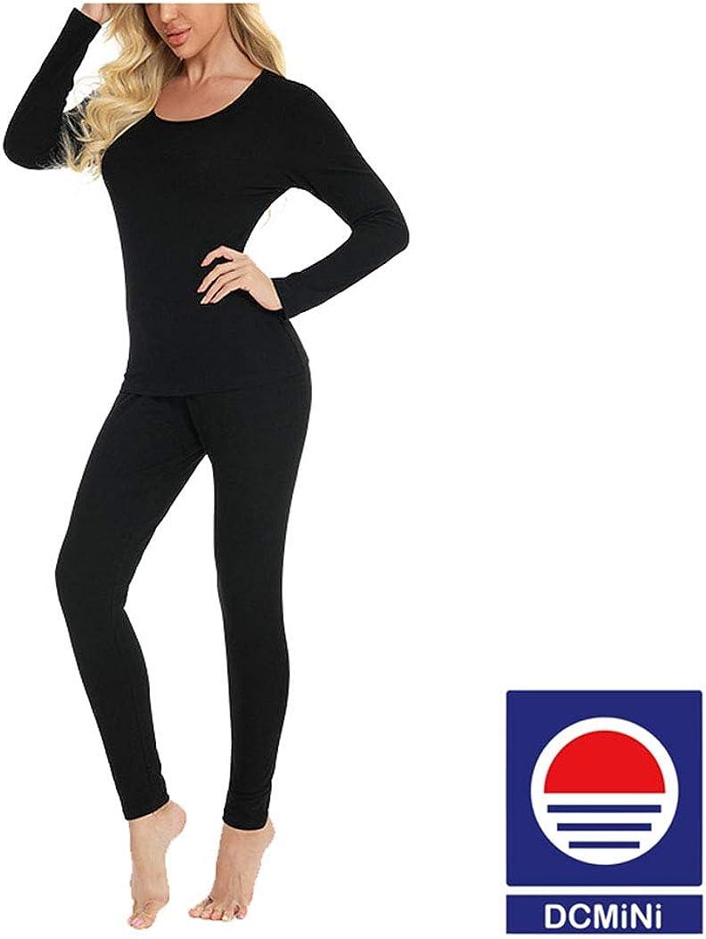 Body Thermal Underwear Set Thin Round Neck Bottom Slimming Autumn Clothes  Long Pants Women. Black X-Large